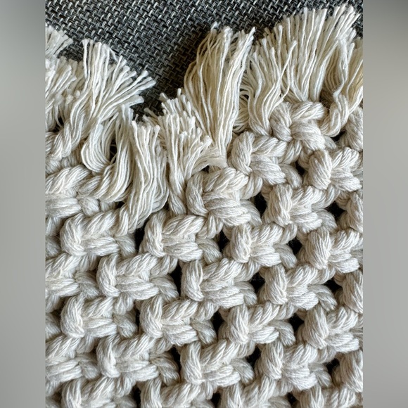New Large 7” Handmade Woven Macrame Cream Color Heart Coasters Set of 2 - Picture 3 of 6